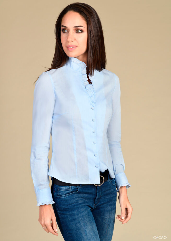 camisas celestes mujer