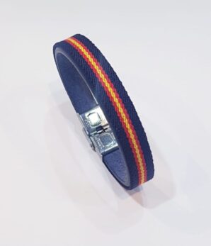 Pulsera HC elástico bandera con cuero interior en marino