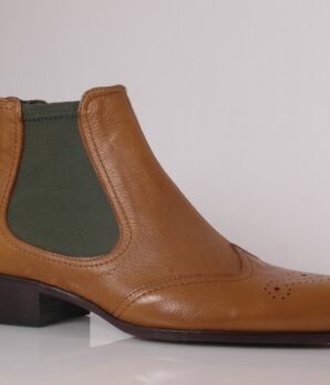 Botín Pepito Color piel natural y lycra verde. SOLO POR ENCARGO WhatsApp 620740092