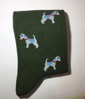 Calcetín verde y perritos
