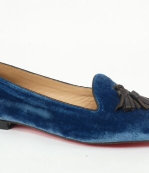 Manoletina Sleepers terciopelo azul con borlas marrones AGOTADA SOLO POR ENCARGO