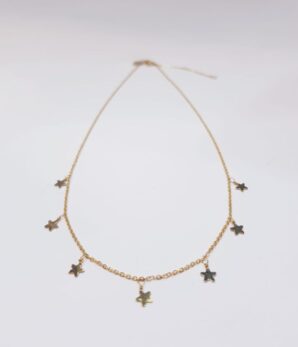 Collar gargantilla acero inox., estrellas
