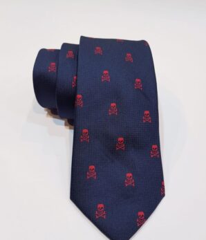 Corbata seda marino skull roja