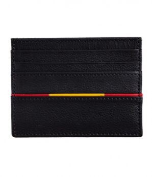 Tarjetero de cuero HC negro con bandera larga