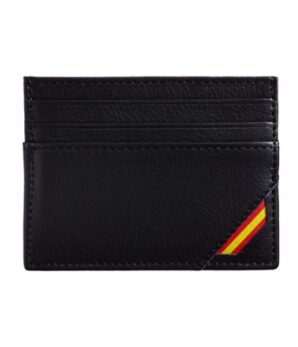 Tarjetero de cuero HC negro con bandera corta diagonal