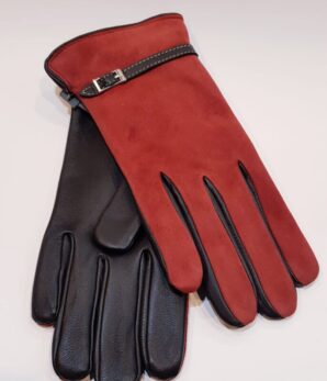 Guante piel rojo bermellon