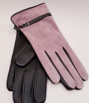 Guante piel rosa con hebilla