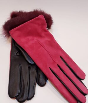Guante piel rojo
