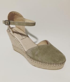 Zapato cuña espadriles escote verde