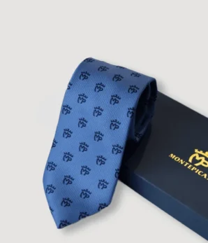 Corbata seda multilogo MONTEPICAZA Azul Medio