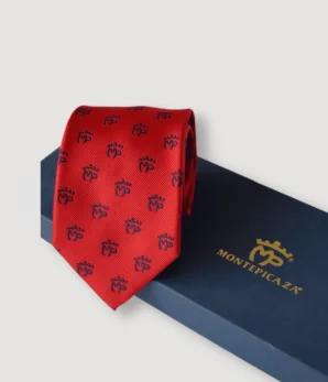 Corbata seda multilogo MONTEPICAZA Roja