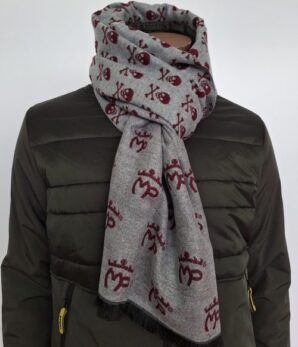 Foulard MONTEPICAZA gris y burdeos skull