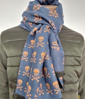 Foulard MONTEPICAZA azul y calabaza skull
