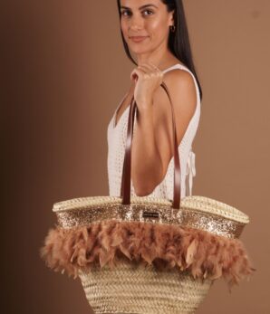 Bolso PAULINA MEDIANO artesano PDM de palma y pluma natural