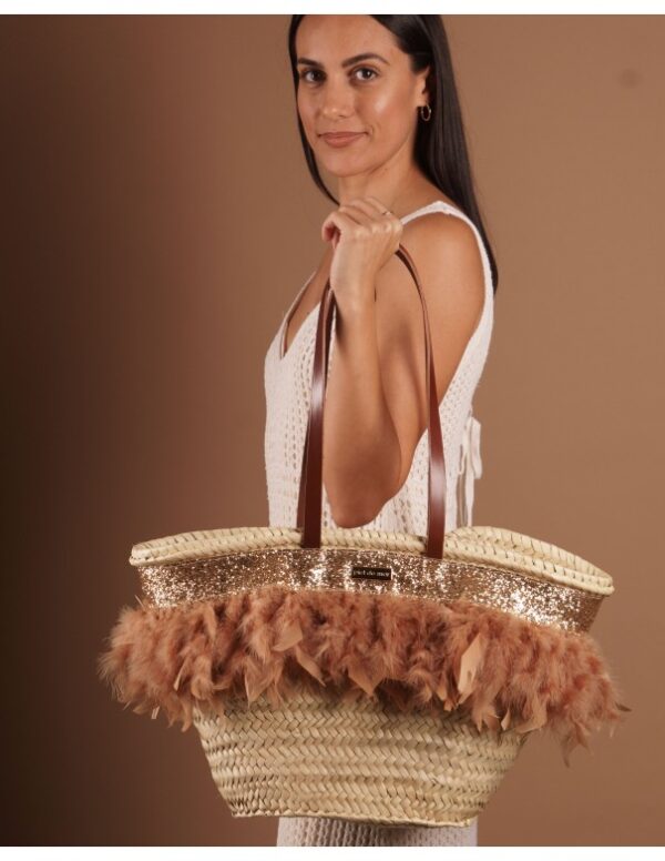 Bolso PAULINA MEDIANO artesano PDM de palma y pluma natural
